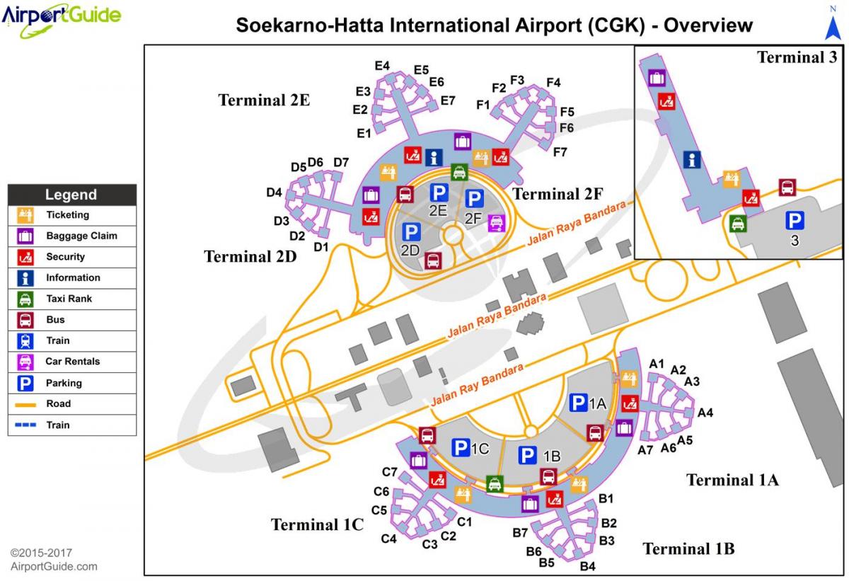 soekarno hatta अंतर्राष्ट्रीय हवाई अड्डे का नक्शा