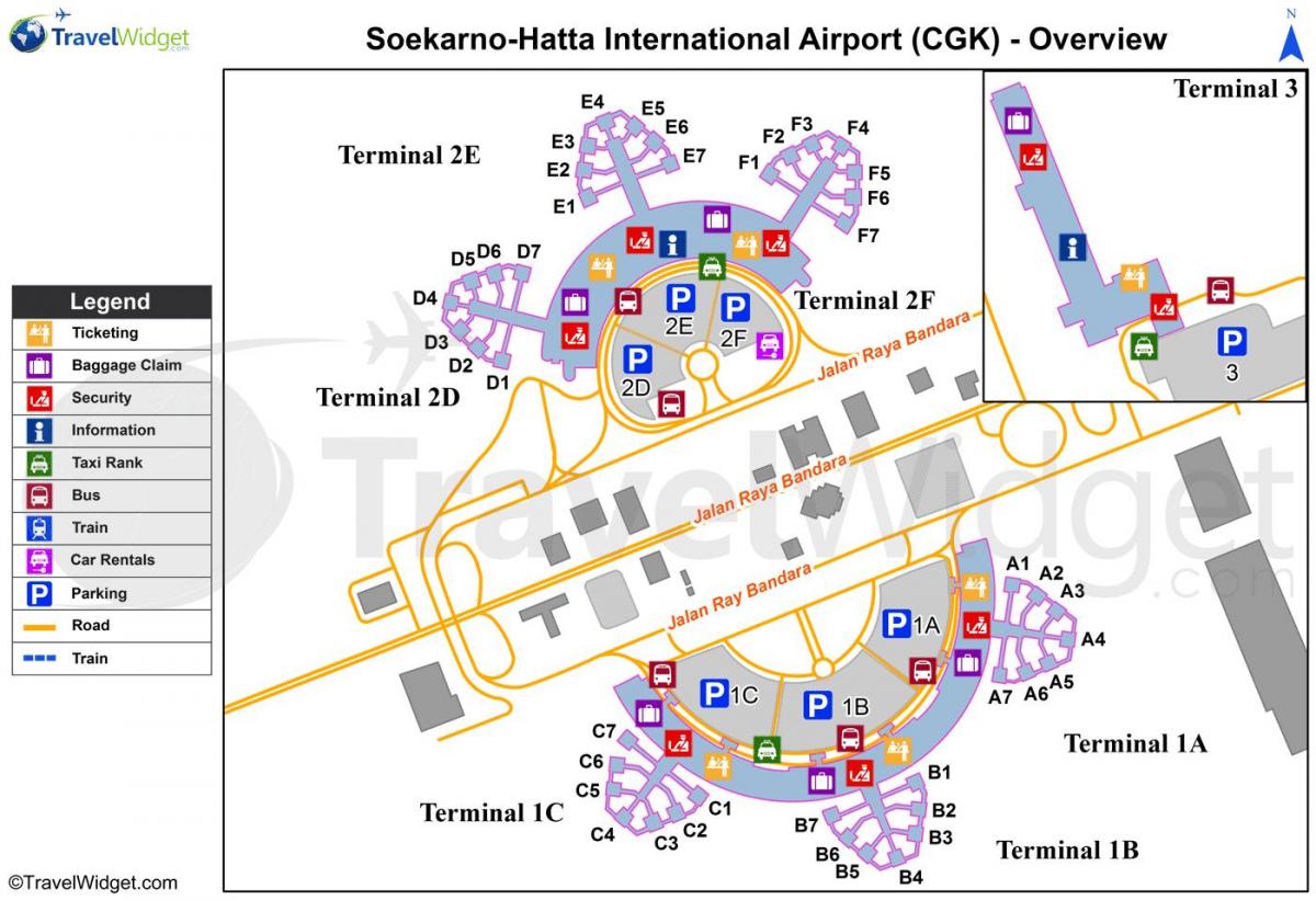 soekarno hatta हवाई अड्डे के टर्मिनल का नक्शा