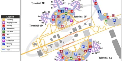 Soekarno hatta हवाई अड्डे के टर्मिनल 2 के नक्शे